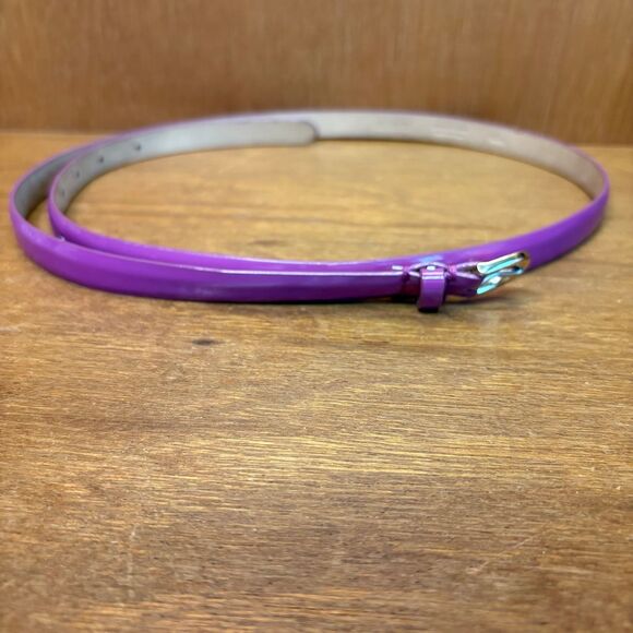 J. Crew Fuchsia Bright Purple Patent Leather Skinny Belt size Medium - Picture 7 of 7